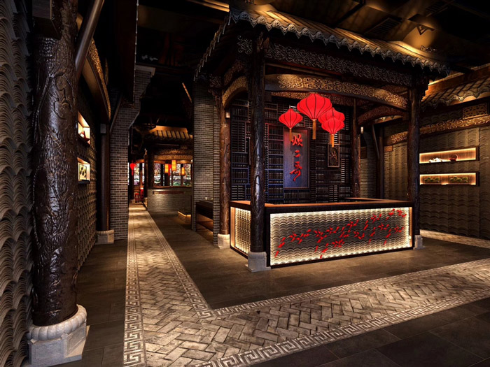 中式風(fēng)格火鍋店裝修設(shè)計(jì)效果圖分享！【火鍋店裝修效果圖】