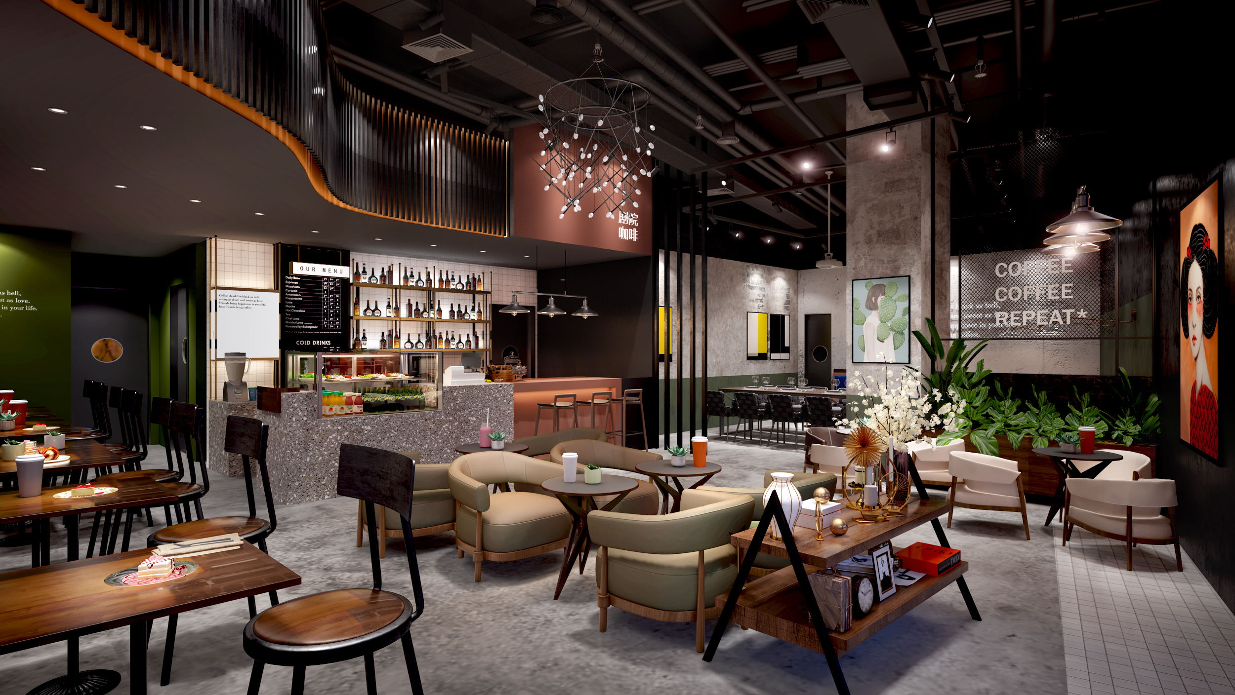 工業(yè)風(fēng)咖啡店裝修設(shè)計(jì)說明