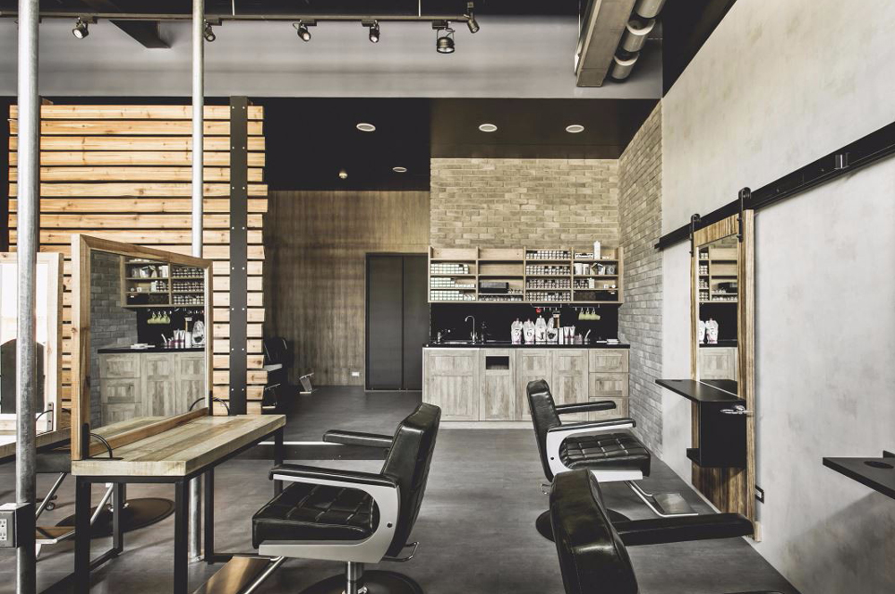 灰色理發(fā)店裝修風格