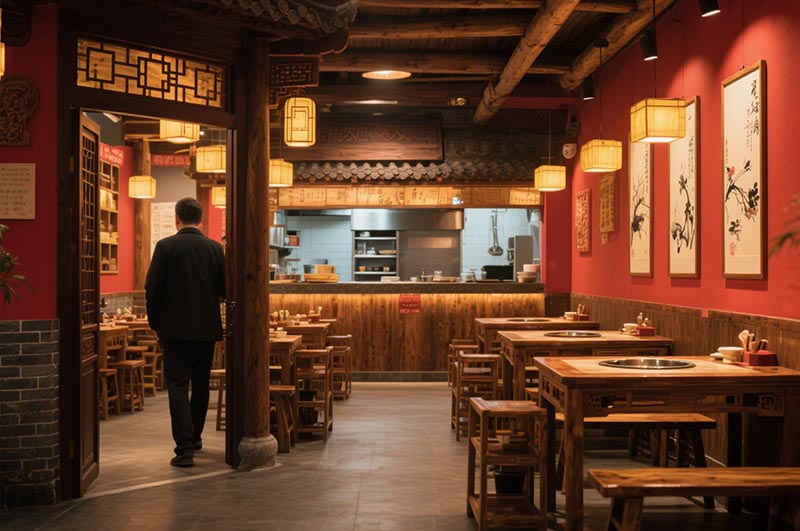 以紅色作為火鍋店的經(jīng)典主色調(diào)裝修效果圖