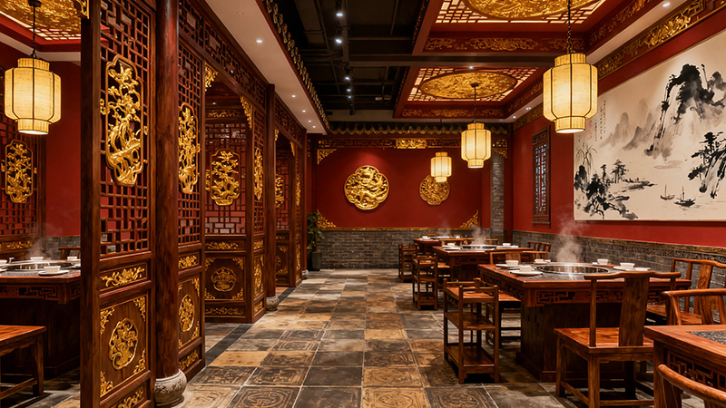 火鍋店裝修大氣效果圖錦集，打造差異化的風(fēng)格！